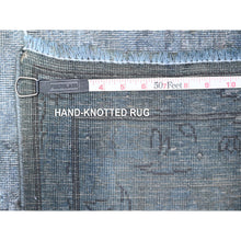 Load image into Gallery viewer, 9&#39;6&quot;x12&#39;5&quot; Dim Gray, Worn Out And Distressed, Overdyed, Hand Knotted Vintage Persian Kerman, Pure And Soft Wool, Ends Secured And Cleaned, Broken Design, Oriental Rug FWR536886