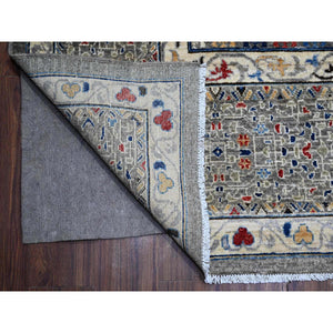 10'x14'3" Tin Foil Gray, Fine Aryana With Natural Dyes, 100% Wool, Hand Knotted, 14th Century Mamluk Dynasty Pattern, Oriental Rug FWR536898