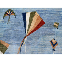 Load image into Gallery viewer, 9&#39;2&quot;x12&#39; Glaucous Blue, Kites In The Sky, Peshawar, Natural Wool, Borderless Hand Knotted, Oriental Rug FWR536904