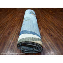 Load image into Gallery viewer, 9&#39;2&quot;x12&#39; Glaucous Blue, Kites In The Sky, Peshawar, Natural Wool, Borderless Hand Knotted, Oriental Rug FWR536904