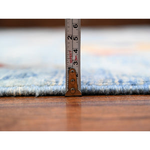 9'2"x12' Glaucous Blue, Kites In The Sky, Peshawar, Natural Wool, Borderless Hand Knotted, Oriental Rug FWR536904