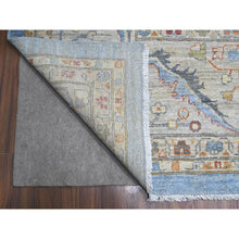 Load image into Gallery viewer, 12&#39;1&quot;x14&#39;6&quot; Argentina Blue, Natural Dyes, Hand Knotted Fine Aryana Peshawar, Pure Wool, Heriz All Over Design, Xl Oriental Rug FWR536958