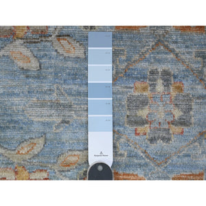 12'1"x14'6" Argentina Blue, Natural Dyes, Hand Knotted Fine Aryana Peshawar, Pure Wool, Heriz All Over Design, Xl Oriental Rug FWR536958