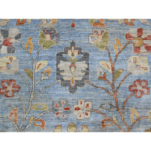 12'1"x14'6" Argentina Blue, Natural Dyes, Hand Knotted Fine Aryana Peshawar, Pure Wool, Heriz All Over Design, Xl Oriental Rug FWR536958