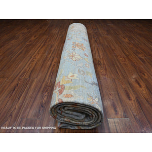 12'1"x14'6" Argentina Blue, Natural Dyes, Hand Knotted Fine Aryana Peshawar, Pure Wool, Heriz All Over Design, Xl Oriental Rug FWR536958