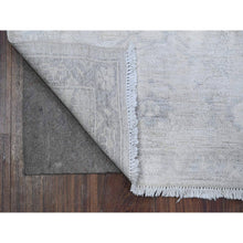 Load image into Gallery viewer, 2&#39;x2&#39;9&quot; Daisy White With Owl Gray, Extra Soft Wool, Hand Knotted, White Wash Peshawar With Faded Colors, Vegetable Dyes, Mat Oriental Rug FWR537024