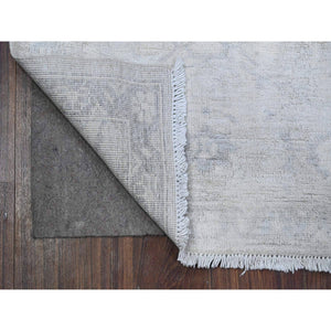 2'x2'9" Daisy White With Owl Gray, Extra Soft Wool, Hand Knotted, White Wash Peshawar With Faded Colors, Vegetable Dyes, Mat Oriental Rug FWR537024