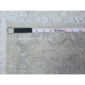 2'x2'9" Daisy White With Owl Gray, Extra Soft Wool, Hand Knotted, White Wash Peshawar With Faded Colors, Vegetable Dyes, Mat Oriental Rug FWR537024