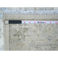 Load image into Gallery viewer, 2&#39;8&quot;x19&#39;7&quot; Frost White, Hand Knotted, All Wool, White Wash Peshawar With Large Tribal Motifs, Shabby Chic, Xl Runner Oriental Rug FWR537030