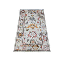 Load image into Gallery viewer, 3&#39;x4&#39;10&quot; Lexicon White, Village Medallions All Over Design, Hand Knotted, Natural Dyes, Angora Oushak, Wool Weft, Oriental Rug FWR537090