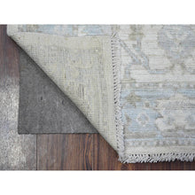 Load image into Gallery viewer, 3&#39;2&quot;x4&#39;10&quot; Platinum Ivory, White Wash, Afghan Angora Oushak, Village Motifs All Over Design, Hand Knotted, Wool Weft, Oriental Rug FWR537138