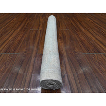 Load image into Gallery viewer, 3&#39;2&quot;x4&#39;10&quot; Platinum Ivory, White Wash, Afghan Angora Oushak, Village Motifs All Over Design, Hand Knotted, Wool Weft, Oriental Rug FWR537138