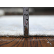 Load image into Gallery viewer, 3&#39;2&quot;x4&#39;10&quot; Platinum Ivory, White Wash, Afghan Angora Oushak, Village Motifs All Over Design, Hand Knotted, Wool Weft, Oriental Rug FWR537138
