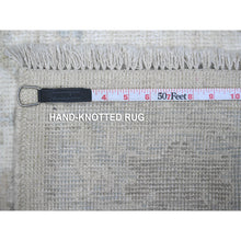 Load image into Gallery viewer, 3&#39;2&quot;x4&#39;10&quot; Platinum Ivory, White Wash, Afghan Angora Oushak, Village Motifs All Over Design, Hand Knotted, Wool Weft, Oriental Rug FWR537138