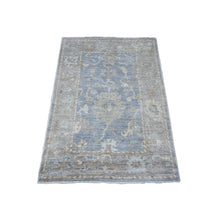 Load image into Gallery viewer, 3&#39;1&quot;x4&#39;3&quot; Antique Pewter Gray, Wool Foundation, Hand Knotted Afghan Angora Oushak, All Over Village Flower Elements, Oriental Rug FWR537174