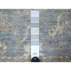 3'1"x4'3" Antique Pewter Gray, Wool Foundation, Hand Knotted Afghan Angora Oushak, All Over Village Flower Elements, Oriental Rug FWR537174