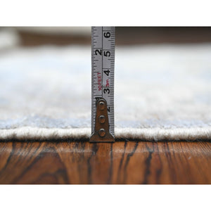 3'1"x4'3" Antique Pewter Gray, Wool Foundation, Hand Knotted Afghan Angora Oushak, All Over Village Flower Elements, Oriental Rug FWR537174