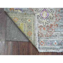 Load image into Gallery viewer, 2&#39;1&quot;x3&#39;3&quot; Sea Gray, Soft Pile, Hand Knotted Afghan Angora Oushak, Natural Dyes, Wool Weft, Village Motifs All Over Design, Mat Oriental Rug FWR537228