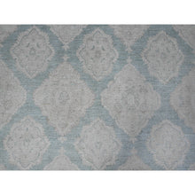 Load image into Gallery viewer, 8&#39;x10&#39;4&quot; Misty Blue, Fine Aryana With All Over Geometric Leaf Design, Vibrant Wool, Hand Knotted Peshawar, Vegetable Dyes, Oriental Rug FWR537246