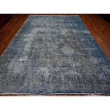 Load image into Gallery viewer, 9&#39;8&quot;x13&#39;3&quot; Jet Gray, Cropped Thin Vintage Persian Kerman, Sides And Edges Secured, Cleaned Soft Wool, Distressed Feel, Hand Knotted Oriental Rug FWR537258