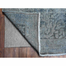 Load image into Gallery viewer, 9&#39;8&quot;x13&#39;3&quot; Jet Gray, Cropped Thin Vintage Persian Kerman, Sides And Edges Secured, Cleaned Soft Wool, Distressed Feel, Hand Knotted Oriental Rug FWR537258