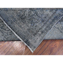 Load image into Gallery viewer, 9&#39;8&quot;x13&#39;3&quot; Jet Gray, Cropped Thin Vintage Persian Kerman, Sides And Edges Secured, Cleaned Soft Wool, Distressed Feel, Hand Knotted Oriental Rug FWR537258