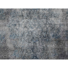 Load image into Gallery viewer, 9&#39;8&quot;x13&#39;3&quot; Jet Gray, Cropped Thin Vintage Persian Kerman, Sides And Edges Secured, Cleaned Soft Wool, Distressed Feel, Hand Knotted Oriental Rug FWR537258