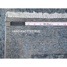 Load image into Gallery viewer, 9&#39;8&quot;x13&#39;3&quot; Jet Gray, Cropped Thin Vintage Persian Kerman, Sides And Edges Secured, Cleaned Soft Wool, Distressed Feel, Hand Knotted Oriental Rug FWR537258