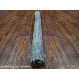 4'x7'1" Pastel Gray, Faded Design, Worn Soft Wool, Hand Knotted, Edges And Sides Professionally Secured, Clean Vintage Persian Kerman, Sheared Down, Oriental Rug FWR537276