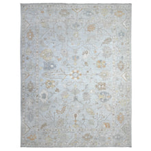 Load image into Gallery viewer, 8&#39;10&quot;x11&#39;6&quot; Arctic Blue, Wool Foundation With Village Medallions All Over Design, Vegetable Dyes, Afghan Angora Oushak, Hand Knotted, Oriental Rug FWR537294