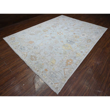Load image into Gallery viewer, 8&#39;10&quot;x11&#39;6&quot; Arctic Blue, Wool Foundation With Village Medallions All Over Design, Vegetable Dyes, Afghan Angora Oushak, Hand Knotted, Oriental Rug FWR537294