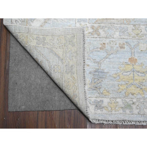 8'10"x11'6" Arctic Blue, Wool Foundation With Village Medallions All Over Design, Vegetable Dyes, Afghan Angora Oushak, Hand Knotted, Oriental Rug FWR537294