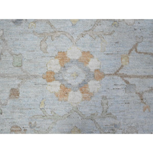 8'10"x11'6" Arctic Blue, Wool Foundation With Village Medallions All Over Design, Vegetable Dyes, Afghan Angora Oushak, Hand Knotted, Oriental Rug FWR537294