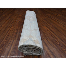 Load image into Gallery viewer, 8&#39;10&quot;x11&#39;6&quot; Arctic Blue, Wool Foundation With Village Medallions All Over Design, Vegetable Dyes, Afghan Angora Oushak, Hand Knotted, Oriental Rug FWR537294