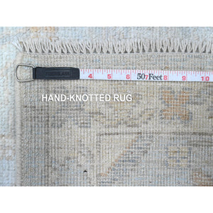 8'10"x11'6" Arctic Blue, Wool Foundation With Village Medallions All Over Design, Vegetable Dyes, Afghan Angora Oushak, Hand Knotted, Oriental Rug FWR537294