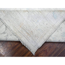 Load image into Gallery viewer, 8&#39;3&quot;x9&#39;9&quot; Pacific Pearl White, Soft Wool Weft, Faded Afghan Angora Oushak, Hand Knotted, Vegetable Dyes With Village All Over Floral Design, Oriental Rug FWR537306