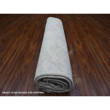 Load image into Gallery viewer, 8&#39;3&quot;x9&#39;9&quot; Pacific Pearl White, Soft Wool Weft, Faded Afghan Angora Oushak, Hand Knotted, Vegetable Dyes With Village All Over Floral Design, Oriental Rug FWR537306