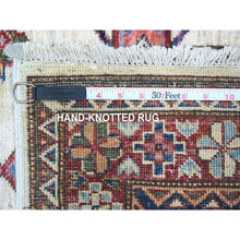 Load image into Gallery viewer, 2&#39;7&quot;x10&#39;7&quot; Egg White And Ruby Red, Hand Knotted 100% Wool, Afghan Super Kazak All Over Large Motifs, Natural Dyes, Runner Oriental Rug FWR537366