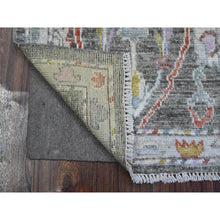 Load image into Gallery viewer, 2&#39;x3&#39;1&quot; Power Gray, Hand Knotted, Afghan Angora Oushak, Wool Weft, Village Flower And Leaf Design, Natural Dyes, Mat Oriental Rug FWR537426