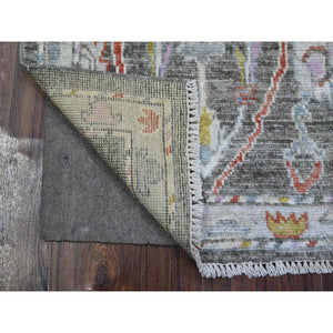 2'x3'1" Power Gray, Hand Knotted, Afghan Angora Oushak, Wool Weft, Village Flower And Leaf Design, Natural Dyes, Mat Oriental Rug FWR537426