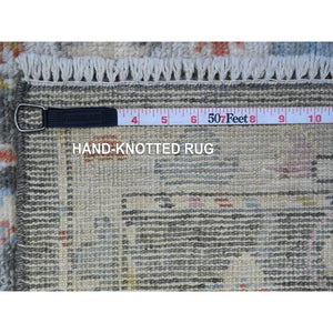 2'x3'1" Power Gray, Hand Knotted, Afghan Angora Oushak, Wool Weft, Village Flower And Leaf Design, Natural Dyes, Mat Oriental Rug FWR537426