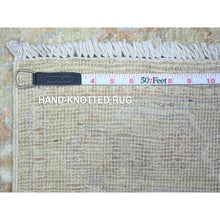 Load image into Gallery viewer, 2&#39;10&quot;x5&#39; Swamp Green, Hand Knotted Tribal Floral All Over Design, Vegetable Dyes, Wool Weft, Afghan Angora Oushak, Oriental Rug FWR537456