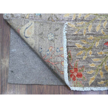 Load image into Gallery viewer, 4&#39;2&quot;x20&#39; Fashion Gray, Hand Knotted Natural Dyes, Birds Of Paradise Design, Afghan Peshawar 100% Wool, Wide Runner Oriental Rug FWR537474