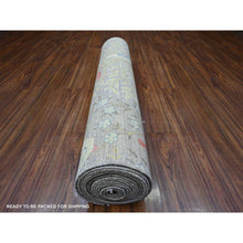 Load image into Gallery viewer, 4&#39;2&quot;x20&#39; Fashion Gray, Hand Knotted Natural Dyes, Birds Of Paradise Design, Afghan Peshawar 100% Wool, Wide Runner Oriental Rug FWR537474