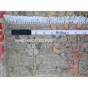 4'2"x20' Hand Knotted Wool and Silk Black Tabriz Mahi with Fish Medallions Design Oriental Wide XL Runner Rug FWR379746