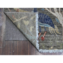 Load image into Gallery viewer, 2&#39;6&quot;x9&#39;9&quot; Templeton Gray, Afghan Peshawar With Birds Of Paradise Design, Abrash, Vegetable Dyes, 100% Wool, Hand Knotted Runner Oriental Rug FWR537486