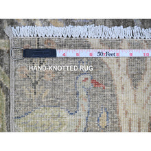 Load image into Gallery viewer, 2&#39;6&quot;x9&#39;9&quot; Templeton Gray, Afghan Peshawar With Birds Of Paradise Design, Abrash, Vegetable Dyes, 100% Wool, Hand Knotted Runner Oriental Rug FWR537486