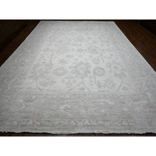 Load image into Gallery viewer, 11&#39;4&quot;x15&#39;5&quot; Smoke White, Wool Weft, Hand Knotted, White Wash Afghan Angora Oushak, All Over Rural Flower And Leaf Pattern, Xl Oriental Rug FWR537510