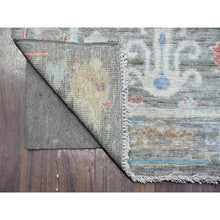Load image into Gallery viewer, 2&#39;6&quot;x15&#39;3&quot; Echo Gray, Afghan Angora Oushak, Soft Wool Foundation, Hand Knotted, Natural Dyes With Tribal Medallions All Over Design, Xl Runner Oriental Rug FWR537576
