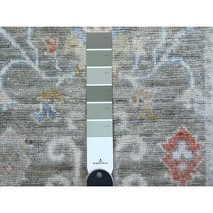 2'6"x15'3" Echo Gray, Afghan Angora Oushak, Soft Wool Foundation, Hand Knotted, Natural Dyes With Tribal Medallions All Over Design, Xl Runner Oriental Rug FWR537576